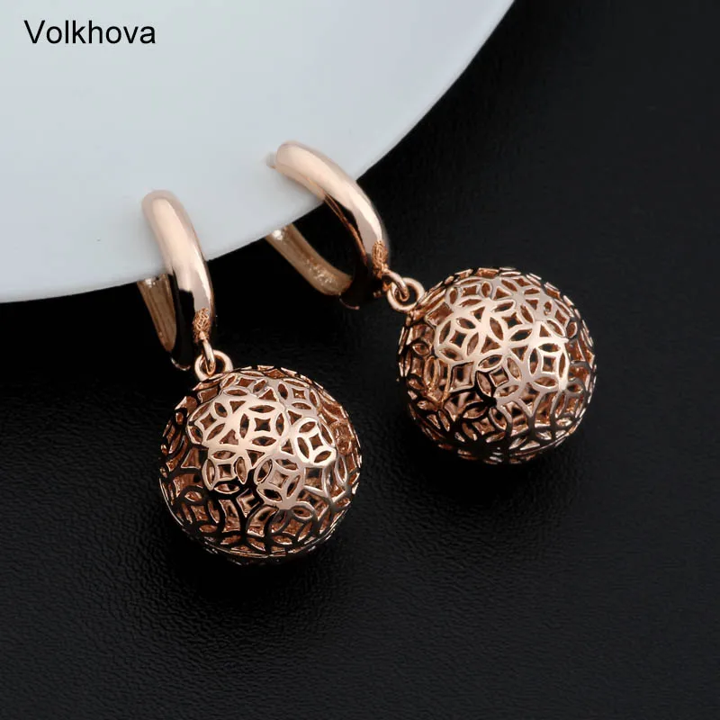 New Cute Earring 585 Rose Gold Color Big Earrings For Women Wedding Party Hanging Earrings Fashion Jewelry