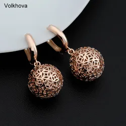 New Cute Earring 585 Rose Gold Color Big Earrings For Women Wedding Party Hanging Earrings Fashion Jewelry