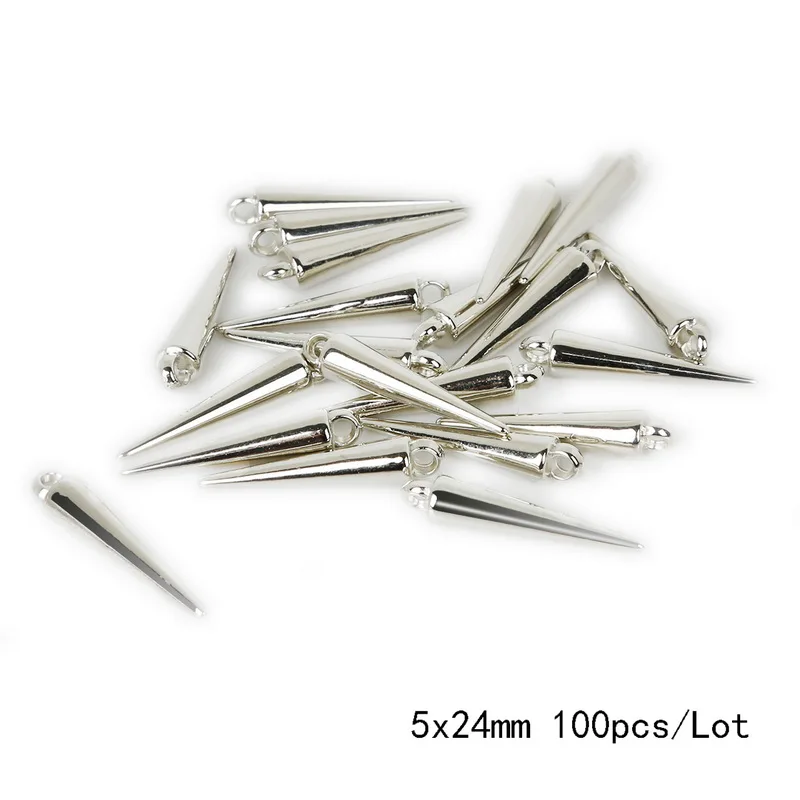 Hot Spike 4x13mm/4x23mm/5x24mm Plated Rhodium/Gold Plastic CCB Charm Pendant for DIY Jewelry Making