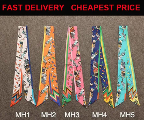 5 Colors Cheapest New Style Silk Scarf Small Ribbon Summer Spring Women Ladies Vintage Handbags Bag Handle Ribbon Wholesale