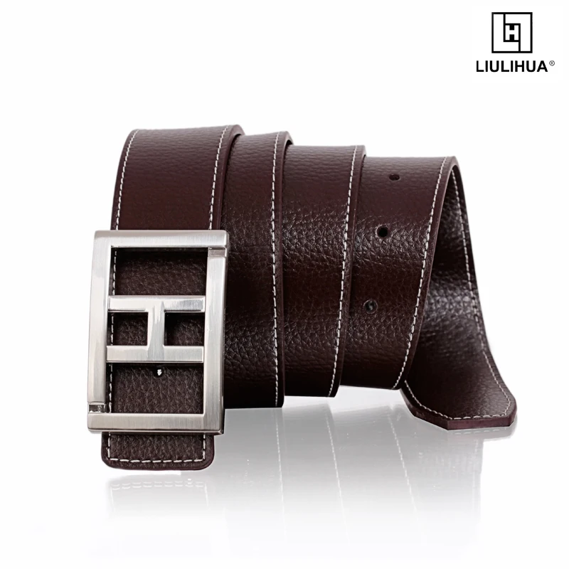 LIULIHUA New Designer LLH Fashion Male Belt classic Strap Genuine Leather Casual Waistband for Men Belt Custom Belt Buckle Logo