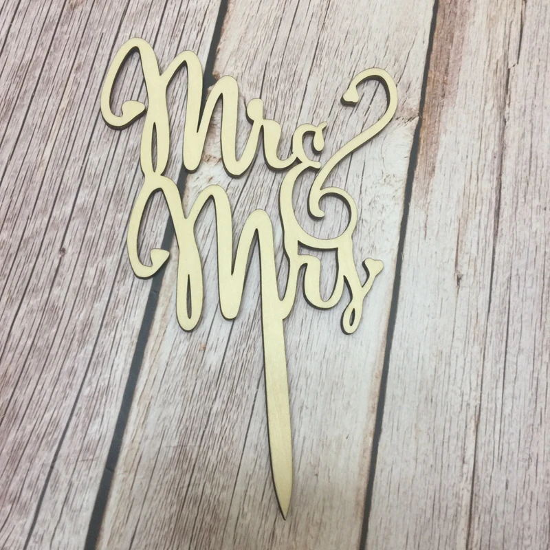 

20pcs wedding supplier wood mr and mrs wedding cake topper