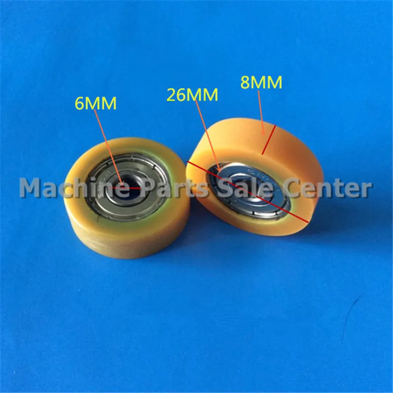 6*26*8mm F type plastic nylon package pulley with bearing 626 Polyurethane for 3D printer  flat Flat roller wheel Color orange