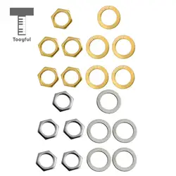 Tooyful 5 Pieces Iron Jack Socket Connector Connector Nuts with Washers for Electric Guitar/Bass Parts