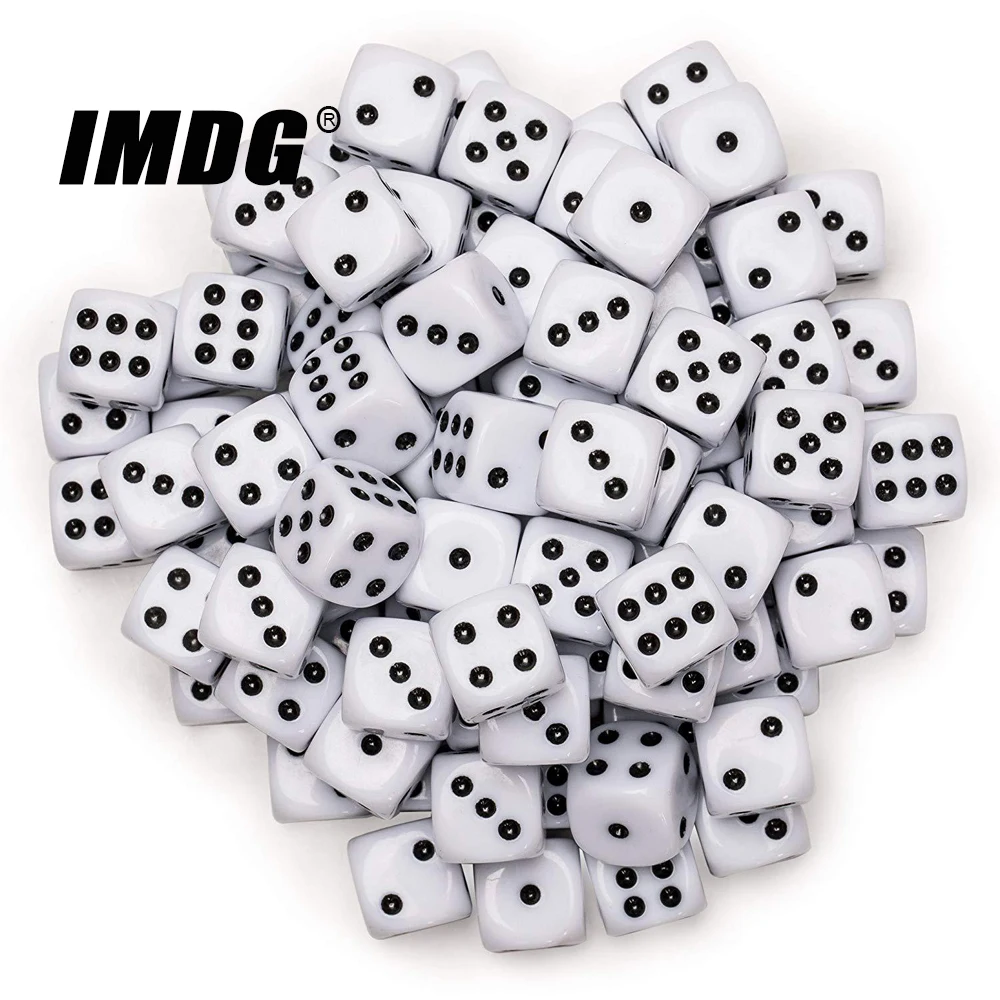 Wholesale 1000pcs Acrylic Dice 10mm White Black Dot #10 Round Corner High Quality Boutique Dice