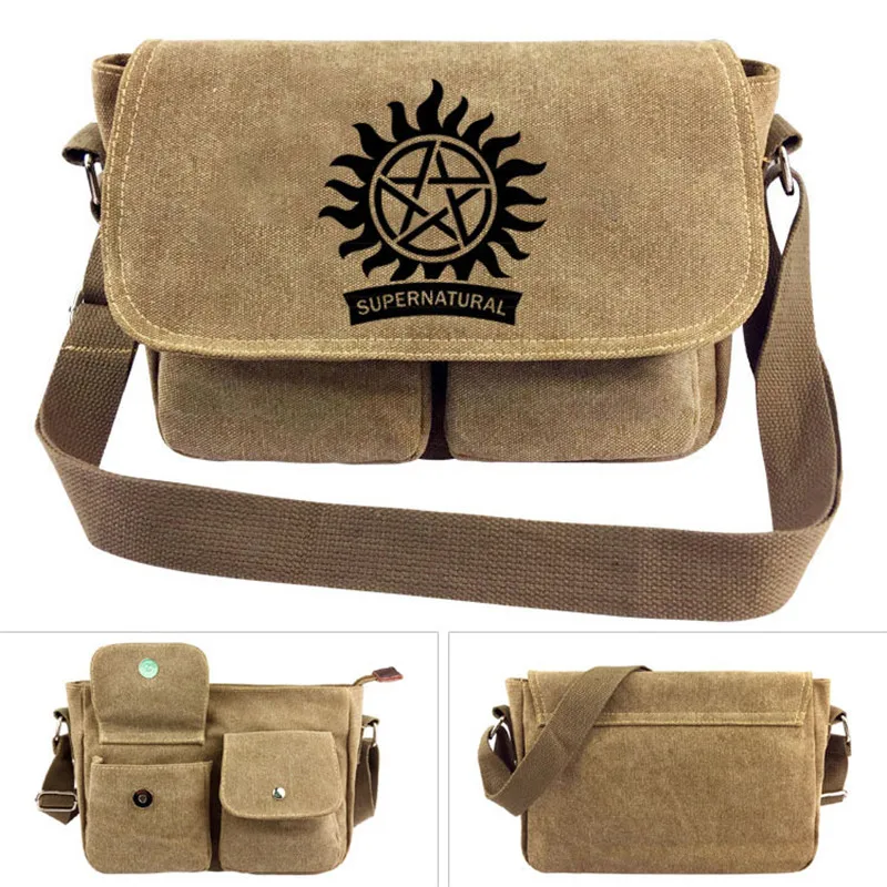 Supernatural SPN Cross body Bag Messenger Bags Canvas Shoulder Bag Cartoon Anime  School Book Tote