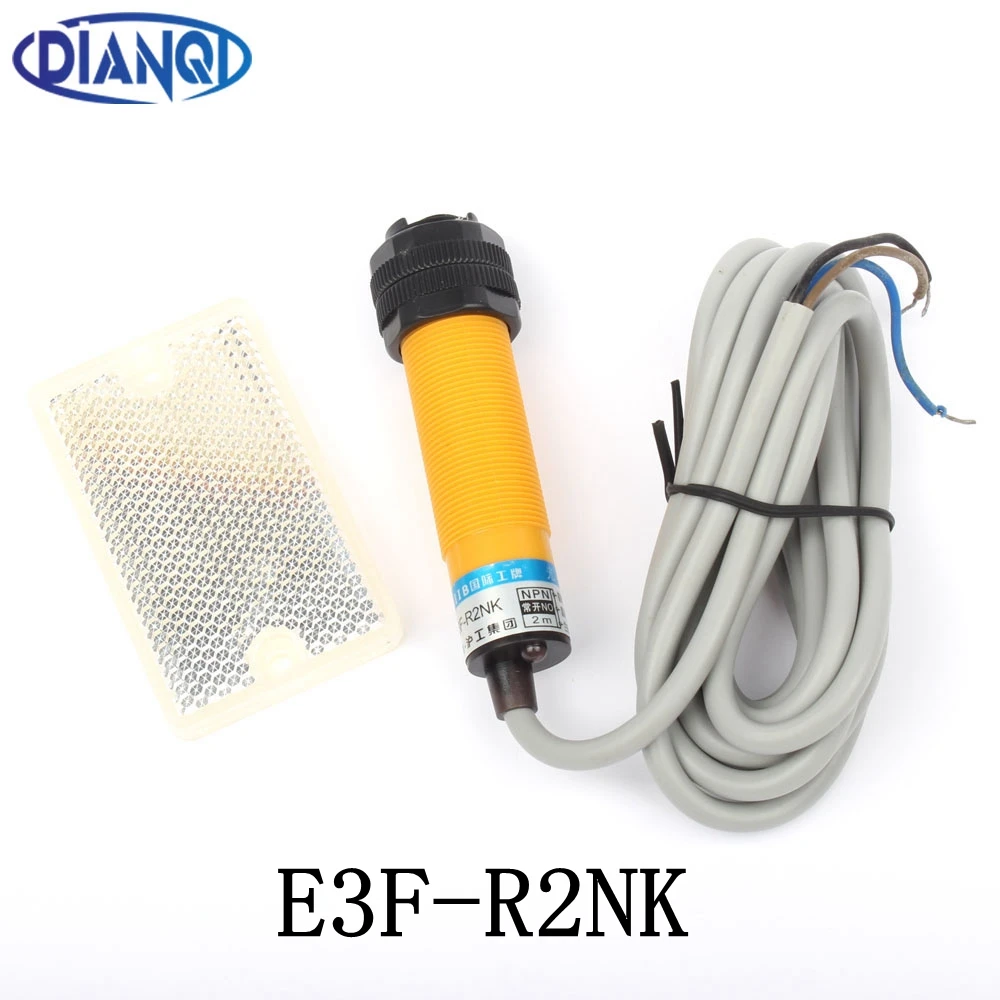 DIANQI Feedback reflex photoelectric switch sensor E3F-R2NK DC NPN NO diameter 18mm distance 2m Transducer