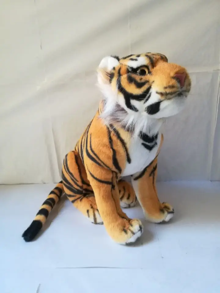 large 35x30cm cartoon yellow tiger plush toy squatting tiger doll toy Christmas gift s2199