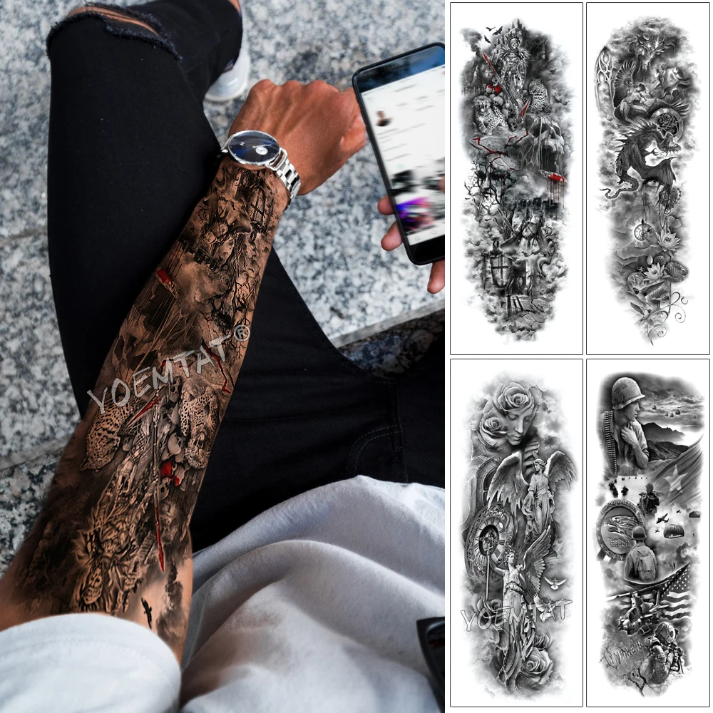 Full arm sleeve king (король, татуировки, временные, тату) купить от 63,00 руб. Тату и боди-арт на 1rub.ru