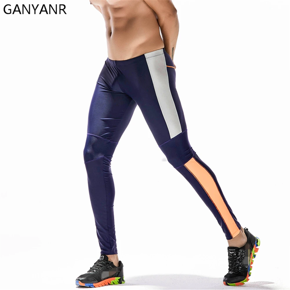 GANYANR Brand Running Tights Men Compression Pants Gym Leggings Slim Trousers Athletic quick Dry Bodybuilding Basketball Yoga