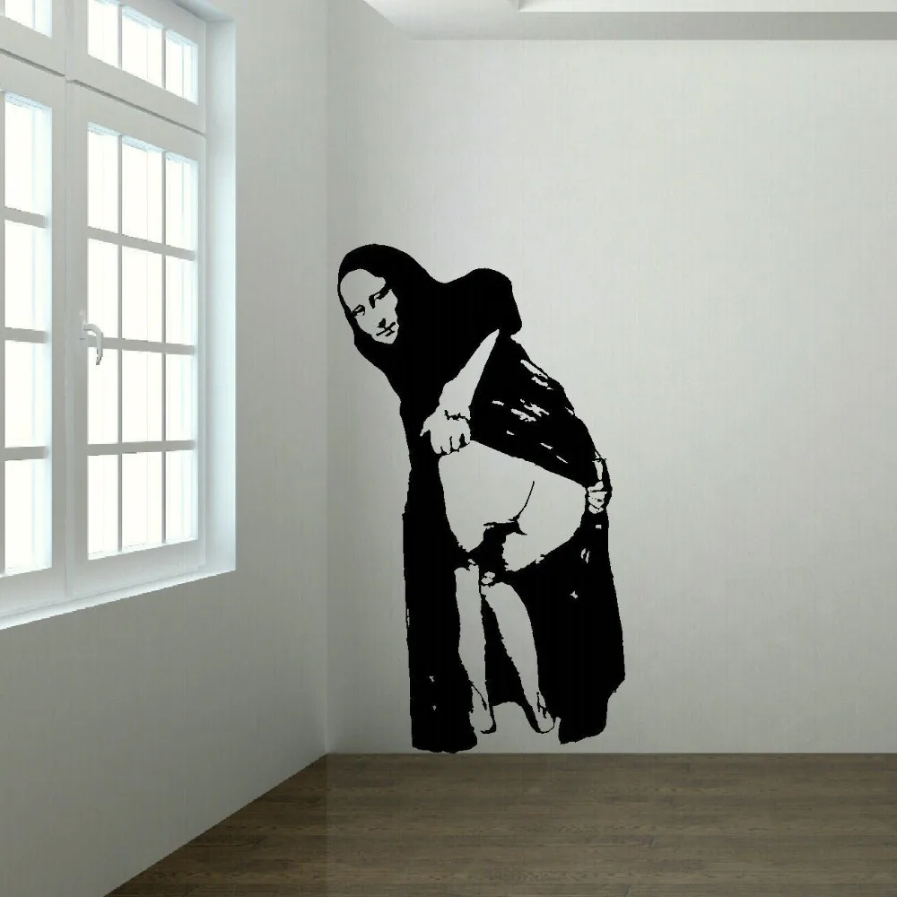 BANKSY MONA LISA MOONING WALL MURAL TRANSFER ART STICKER POSTER DECAL Decorative Vinyl Wall Stickers