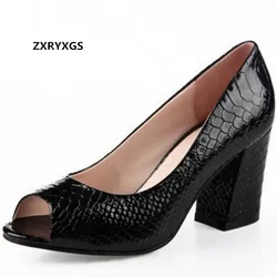 Elegant Comfort Fish Mouth Women High Heel Shoes 2024 Plus Size Women Shoes Fashion Sandal High Heels Patent Leather Shoes Pumps