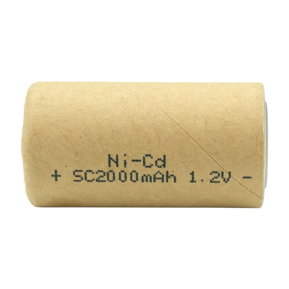 SC Sub C 2000mAh Ni CD 1.2V Rechargeable NI-CD Battery High Discharge Rate 10C for Flashlight Headlamp Power Tools Battery