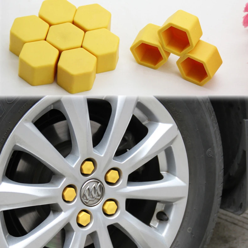 20 Pcs/Set Silicone Car Wheel Nuts Bolts Cover Dust Protective Tyre Valve Screw Cap Cover (Yellow)