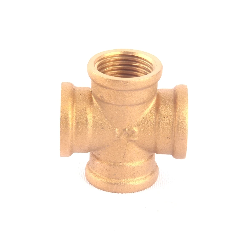 

1pc 1/2 Inch Female Thread Copper Cross Fitting Home Garden Hose Splitter Brass 4 Way Connector