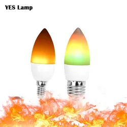 LED RGB Lampada Della Candela 3 W E12 E14 E27 Effetto Fiamma Fuoco Luce AC 110 V 220 V Decor Yard luce di notte Flickering Emulazione Lamparas