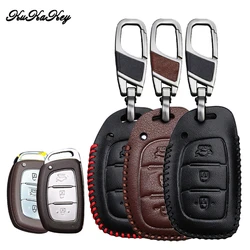 KUKAKEY Genuine Leather Car Key Case For Hyundai i10 i20 i30 HB20 IX25 IX35 IX45 TUCSON Avante Key Cover Holder Car Accessories