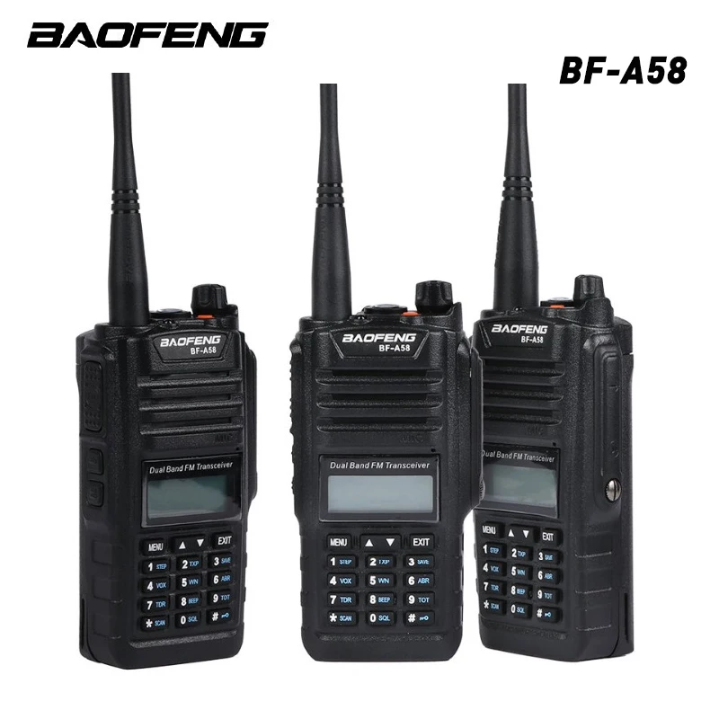 2pcs/lot Baofeng BF-A58 Walkie Talkie Waterproof UHF VHF Radio Professional Multiband Dual Band A58 Two Way Radio Transceiver