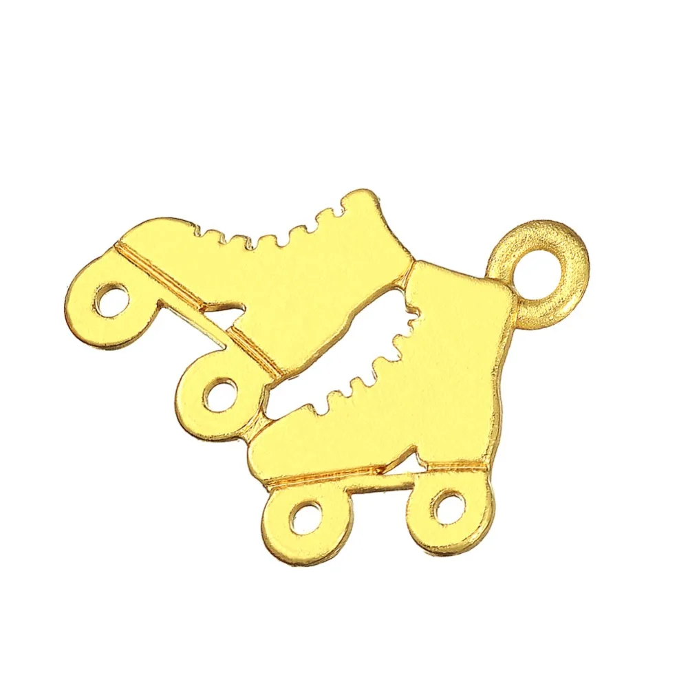 My shape 20pcs Roller Skates Shoes Charms Gold Color Ice Skate Sport Pendants for Necklace Bracelets Jewelry Making Accessories