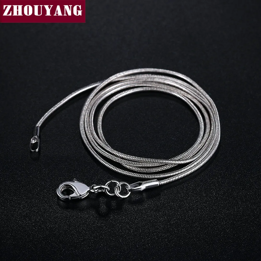 ZHOUYANG  1mm - 2mm 16-32 inch Silver Color Snake Necklace Chain Factory Price Top Quality C008 C010