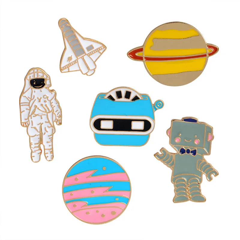 1PCS aeriator/Star/Robot/airplane Series Badges on A Pin Badges for Clothes Free Shipping Badge for Backpack metal Badges