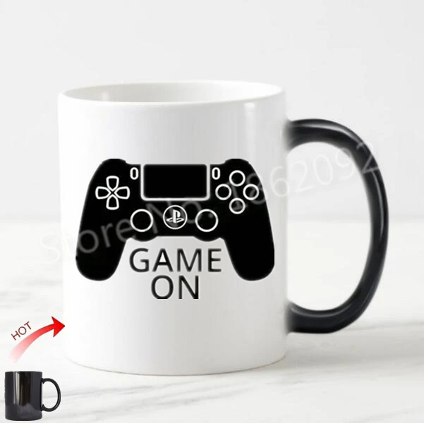 Novelty Game On Magic Mug Funny Gaming Quote Game Boy Gifts Color Change Mugs Keep Calm and Game On Letter Quote Gifts Video