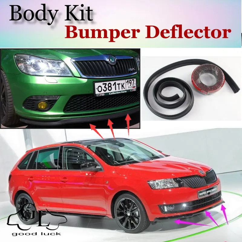 Bumper Lip Deflector Lips For Skoda Rapid Front Spoiler Skirt For TopGear Friends to Car Tuning View / Body Kit / Strip