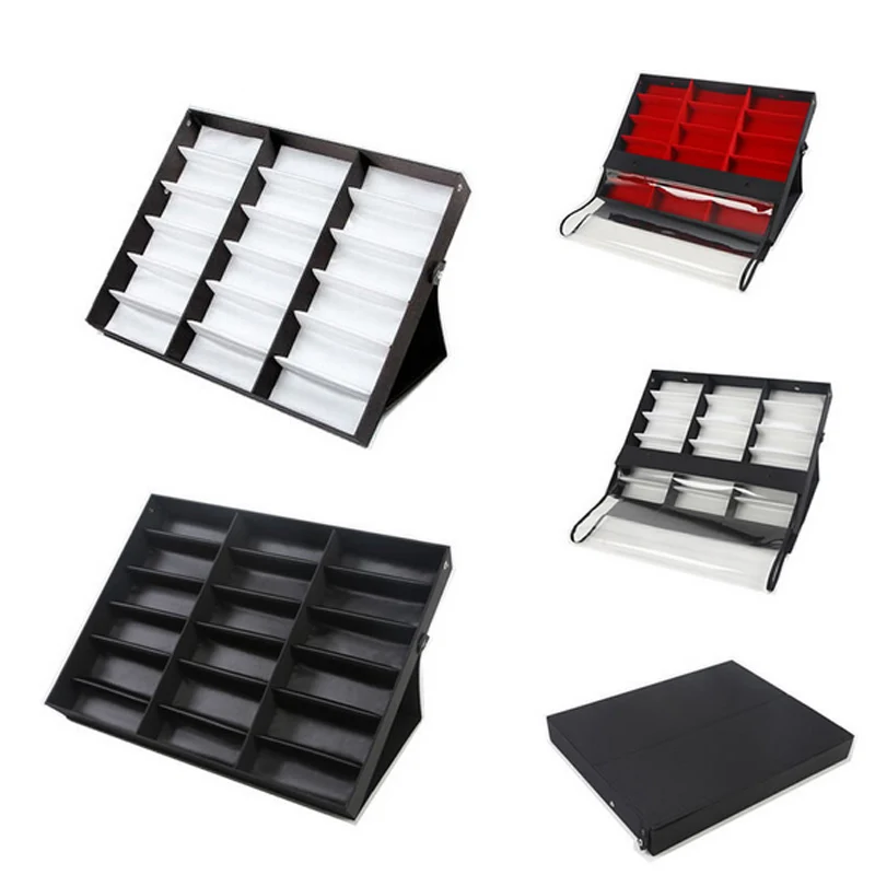 Sunglasses Glasses 18 Compartments Glasses Jewelry Display Factory Sale 18 Grids Eyeglass Storage Display Grid Case Box for