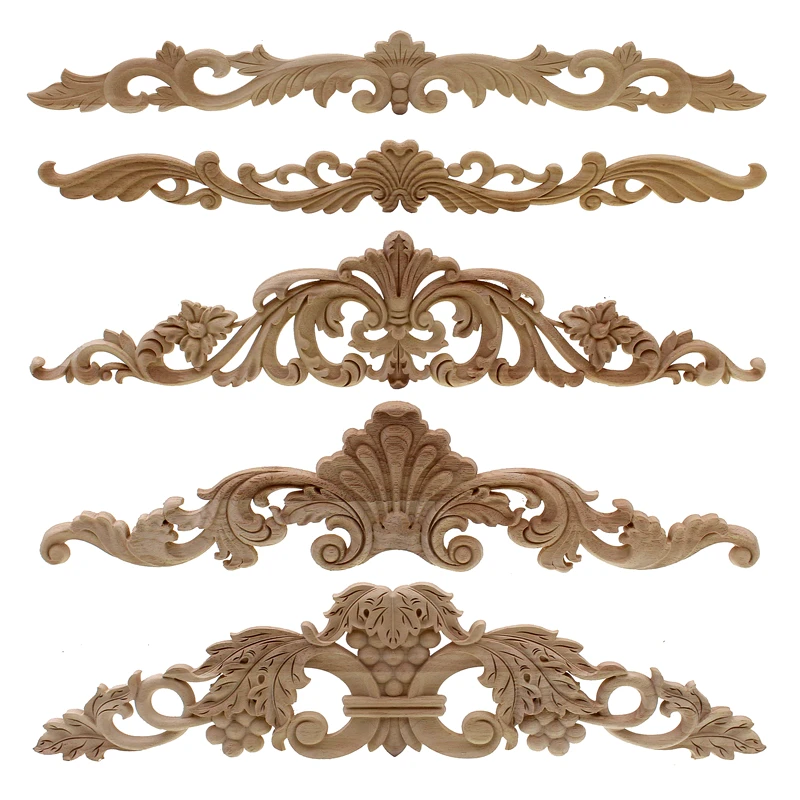 Woodcarving Furniture Vintage Home Decor Garden Decoration Maison Accessories Solid Wood Applique Carved Flower Piece Miniature