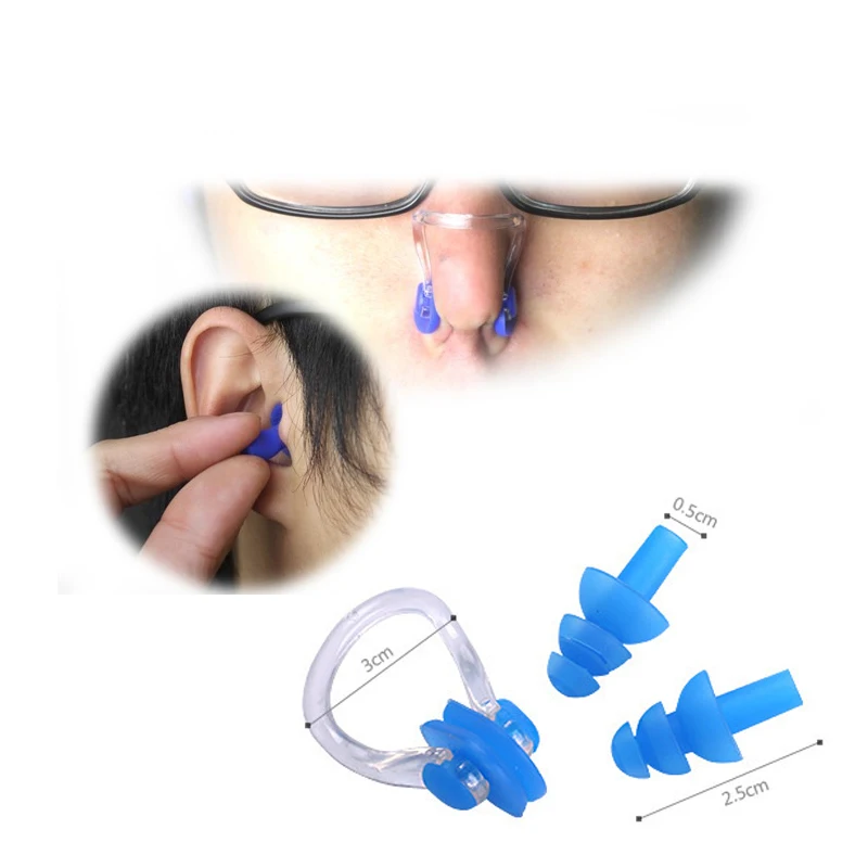 

Swimming Essential Tool Soft Silicone Swimming Nose Clips + 2 Ear Plugs Earplugs Gear Pool Accessories Water Sports