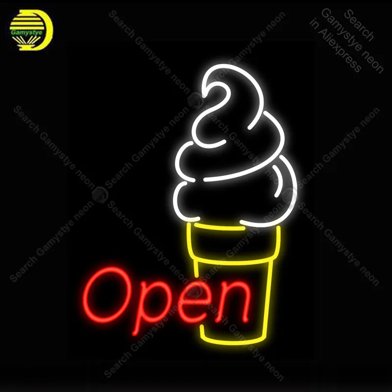 

Open Ice Cream Cone NEON LIGHT SIGN Neon Sign Decorate Hotel GLASS Tube BEER PUB Pub Store Display Handcraft Iconic Sign lights