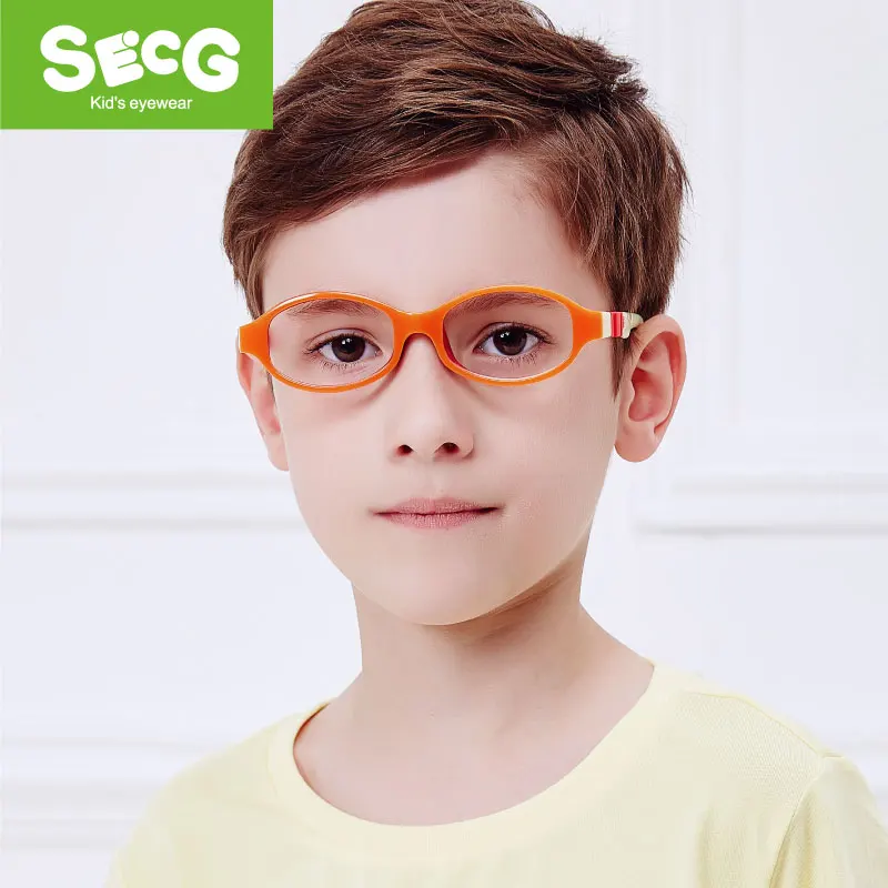 

SECG Flexible Soft Kids Frame Detachable Solid Cute Children Glasses Frame Optical for Sight Lunettes Spectacle Frame Rubber