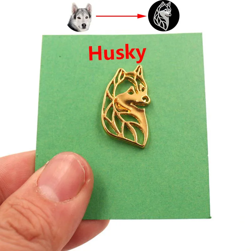 Mdogm Husky Dog Animal Brooches And Pins  Suit Cute Funny Metal Small Father Collar Badges Fashion Gift For Male Men B009