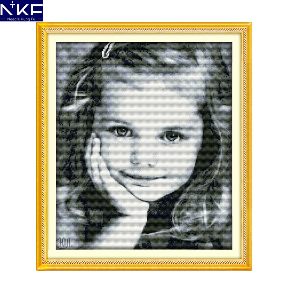 NKF Innocence Cross Stitch Charts Handcraft Needle Craft Counted Canvas Christmas Cross Stitch Kits for Home Decoration