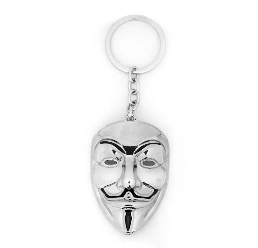 dongsheng V for Vendetta Keychain 4 colors Mask Key Chain Hot movie Key Ring Holder Pendant Chaveiro Jewelry Souvenir YS10015