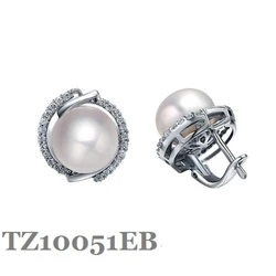 Sinya Guaranty 925 Sterling Silver Jewelry Natural Pearls English Castle Lock Finding Earring for Women Mother