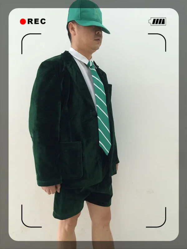 Band AC/DC Angus Young School Boy Uniform Cosplay Costume GREEN outfit custom made