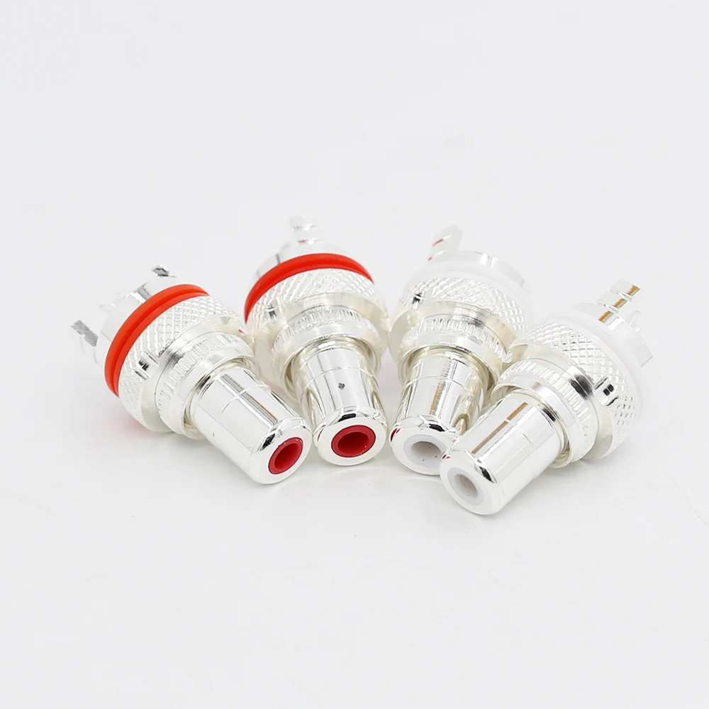 Audio Hifi 8PCS Silver Plated  RCA Female Socket Phono Chassis  HIFI AMP