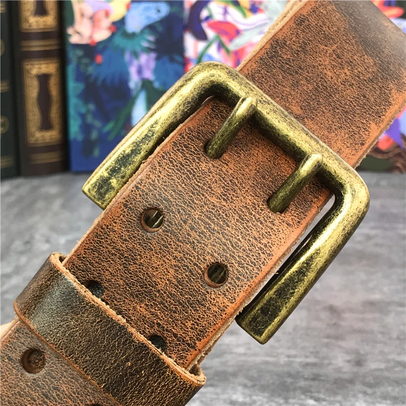 Super Wide 4.3CM Double Pin Belt Buckle 130CM-135CM Long Belt Luxury Thick Leather Belt Men Ceinture Homme Jeans Belt  MBT0018