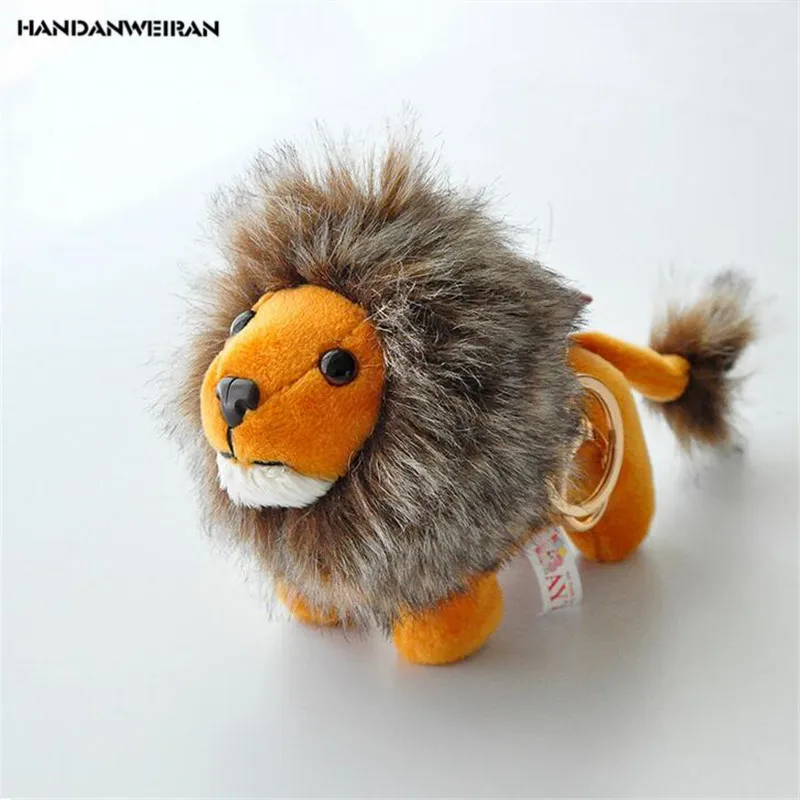 1Pcs Kawaii 9CM Lovely Lion Plush Stuffed Toys Standing Lion Pendants Keychain Plush Toy For Kid's Gifts PP Cotton HANDANWEIRAN