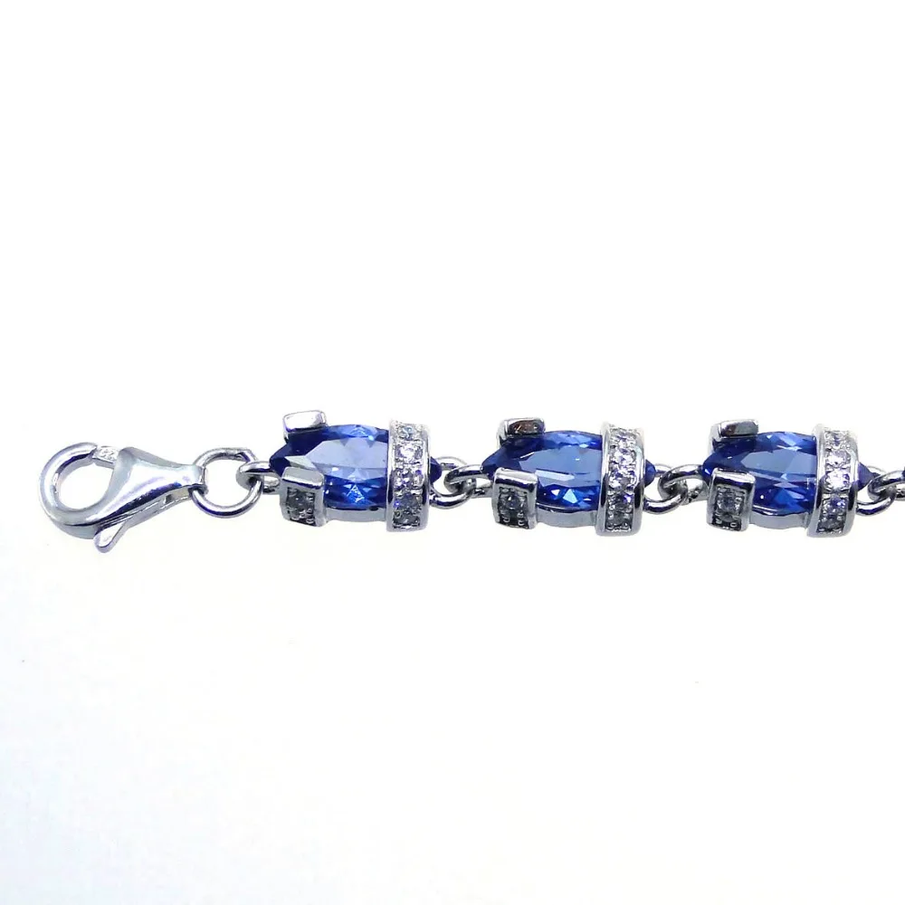 Fine Jewelry 100% 925 Sterling Women Jewelry Silver Bracelet with Tanzanite Color Stone DR01407207B 7