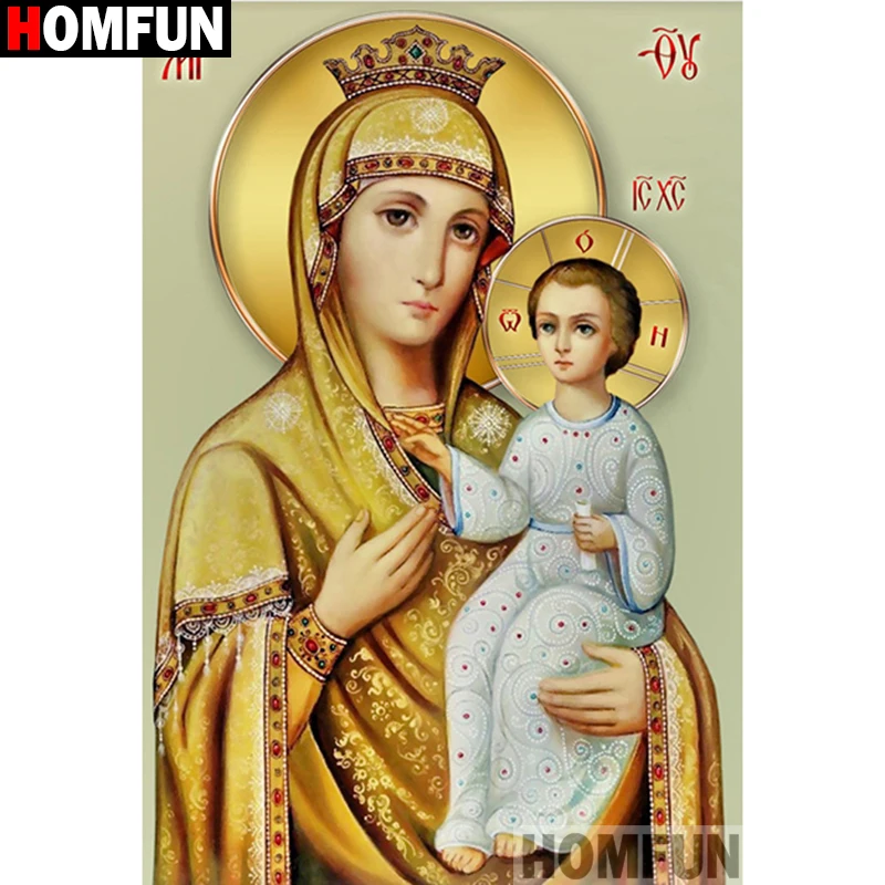 

HOMFUN Full Square/Round Drill 5D DIY Diamond Painting "Religious figure" Embroidery Cross Stitch 3D Home Decor a10584