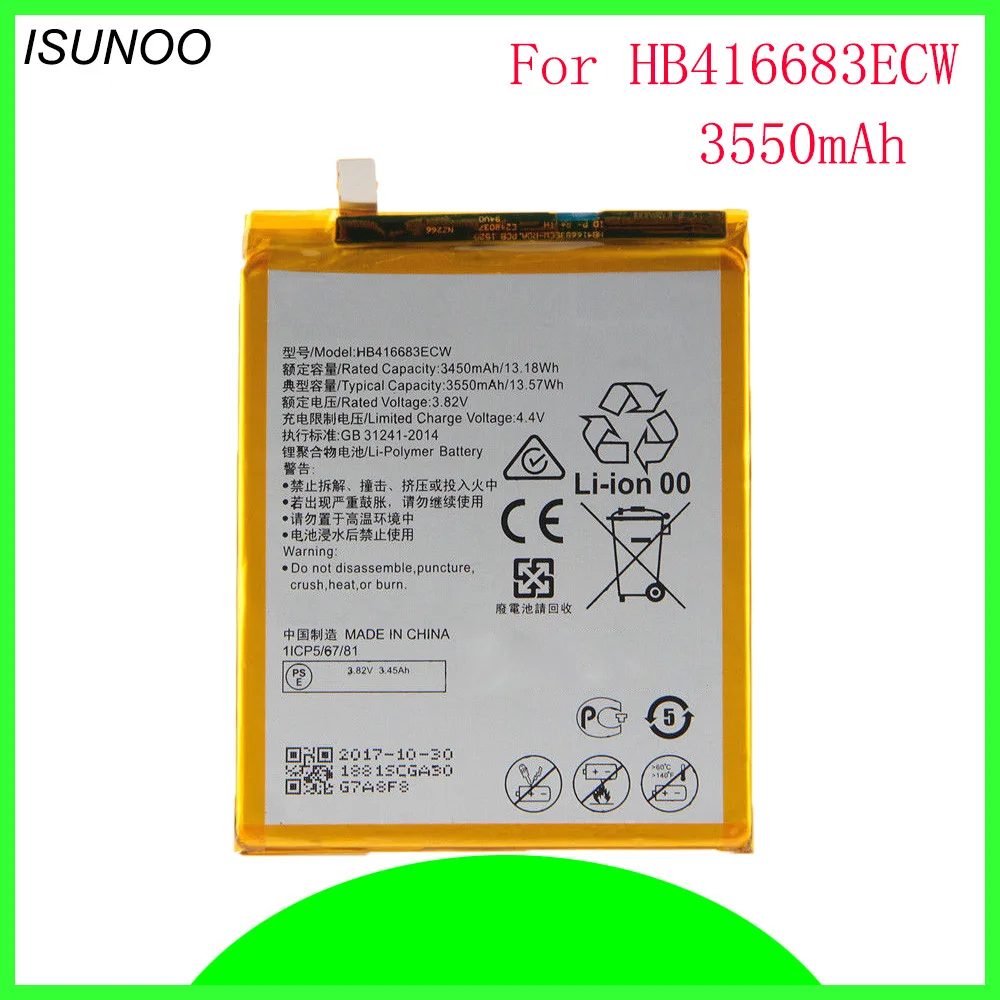 

ISUNOO 3550mAh HB416683ECW Battery For Huawei Google Nexus 6P H1511 H1512 Battery