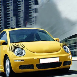 2pcs 3D Charming Black False Eyelashes Fake Eye Lash Sticker Car Headlight Decoration Funny Decal For Beetle AP064