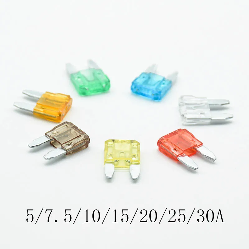 車やトラック用のミニブレードヒューズ,亜鉛合金,プラスチック,5a,7.5a,10a,15a,20a,25,30a,20個セット