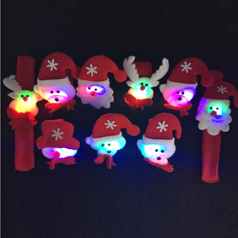 100pcs Random Pattern Santa Claus Slap Bracelet Muilt-style Christmas Wristband Gift Party toy