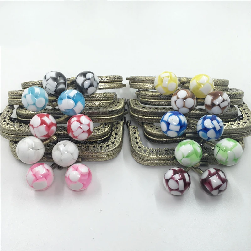 Women DIY coin bag making straight knurling purse frame ball kiss buckle metal clasp 10pcs/lot