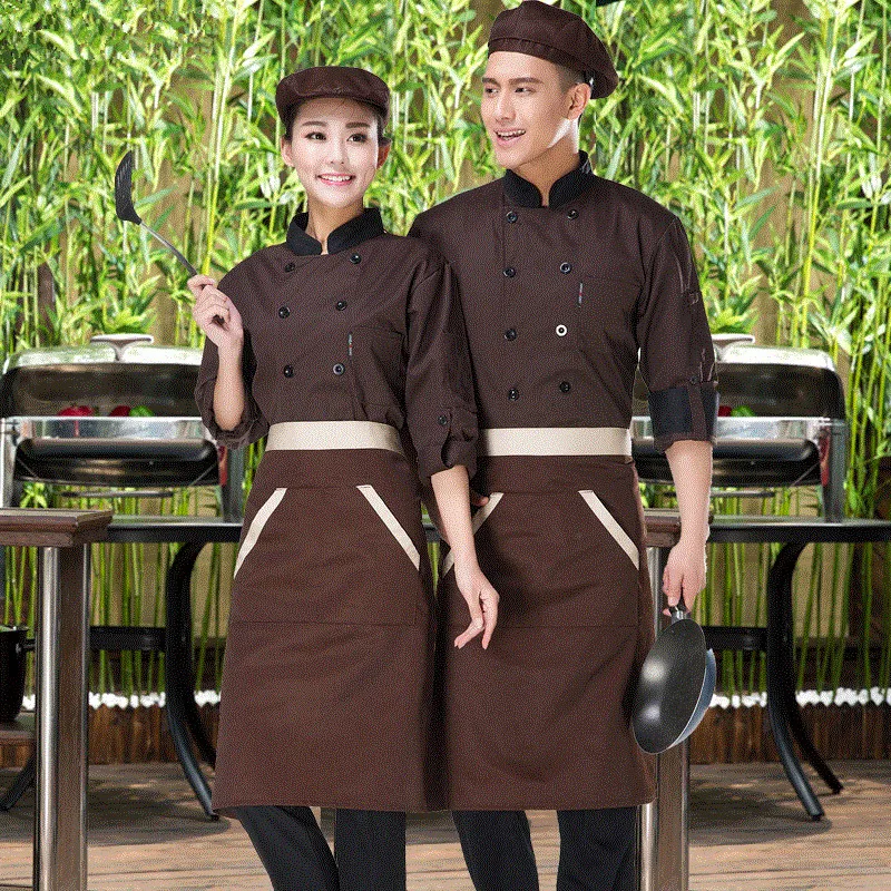 2017 Nuovo stile 3 colori Unisex a maniche lunghe abiti Chef Cameriere uomo e donna Uniform Giacca Cuoco lavoro Ristorante vestiti