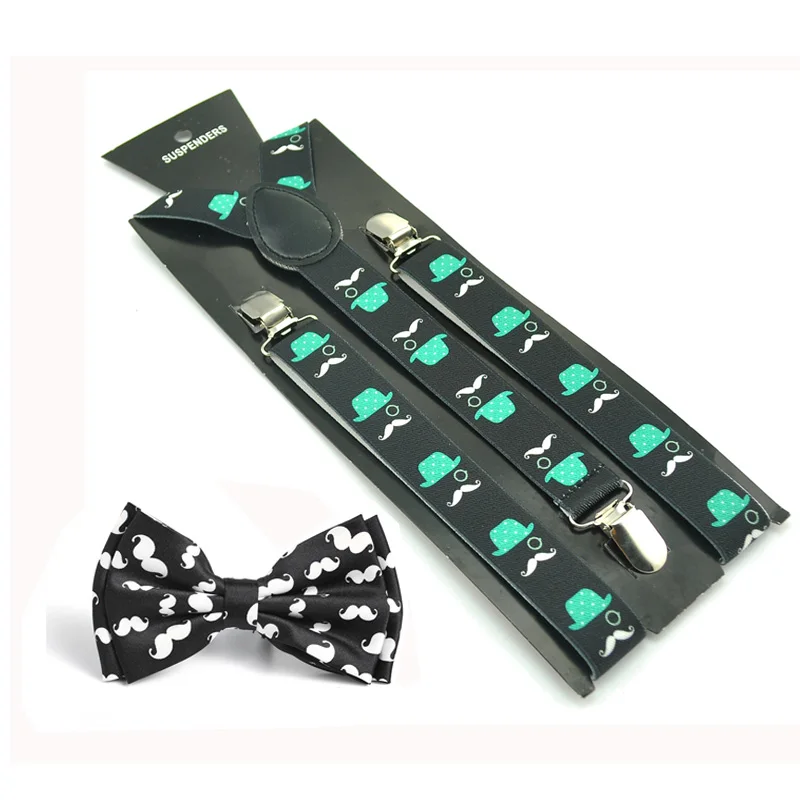 Clip-on Braces Elastic Suspender With Bow Tie Set Y-back 10 \