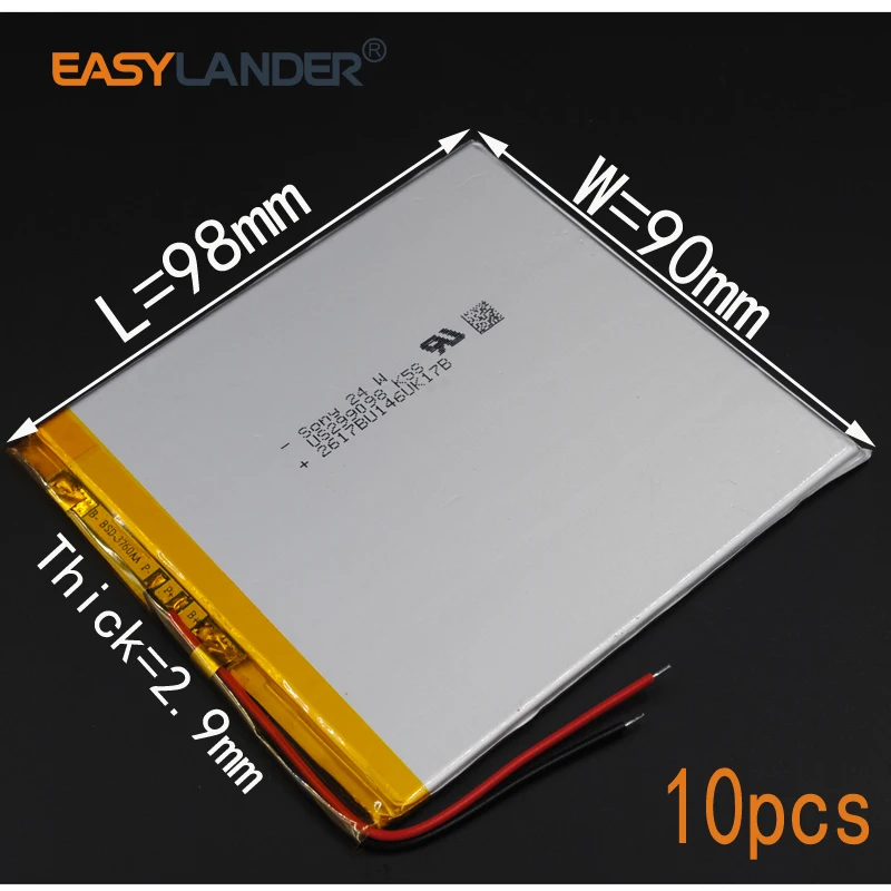 

10pcs/Lot 3.7V 3500mAh 299098 Rechargeable li Polymer Li-ion Battery For 7 inch 9 inch tablet PC Bluetooth Notebook Power bank